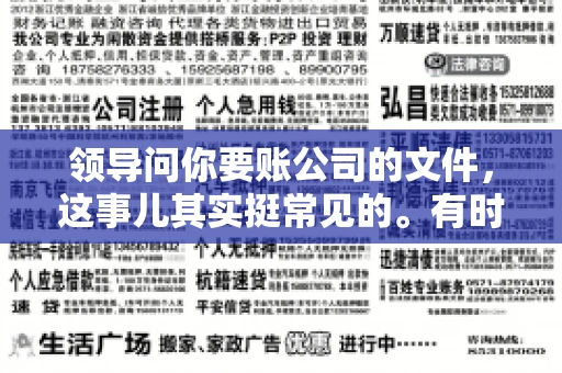 领导问你要账公司的文件，这事儿其实挺常见的。有时候，你可能一头雾水，不知道从何下手。今天，我就来和大家聊聊这个话题，希望能帮到大家。