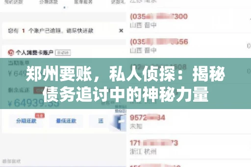 郑州要账，私人侦探：揭秘债务追讨中的神秘力量